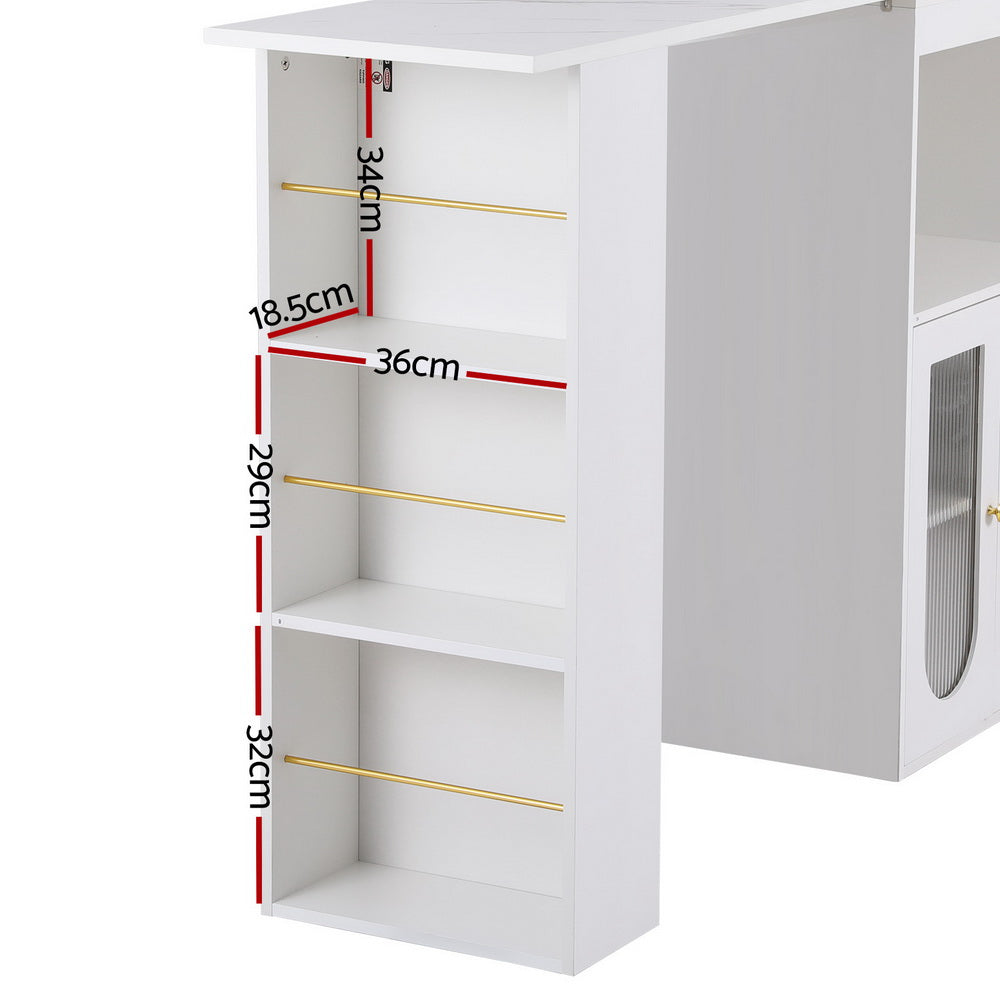 Artiss Bar Table Storage Cabinet Dining Wine Rack Home Office Desk Extendable-Furniture > Living Room-PEROZ Accessories