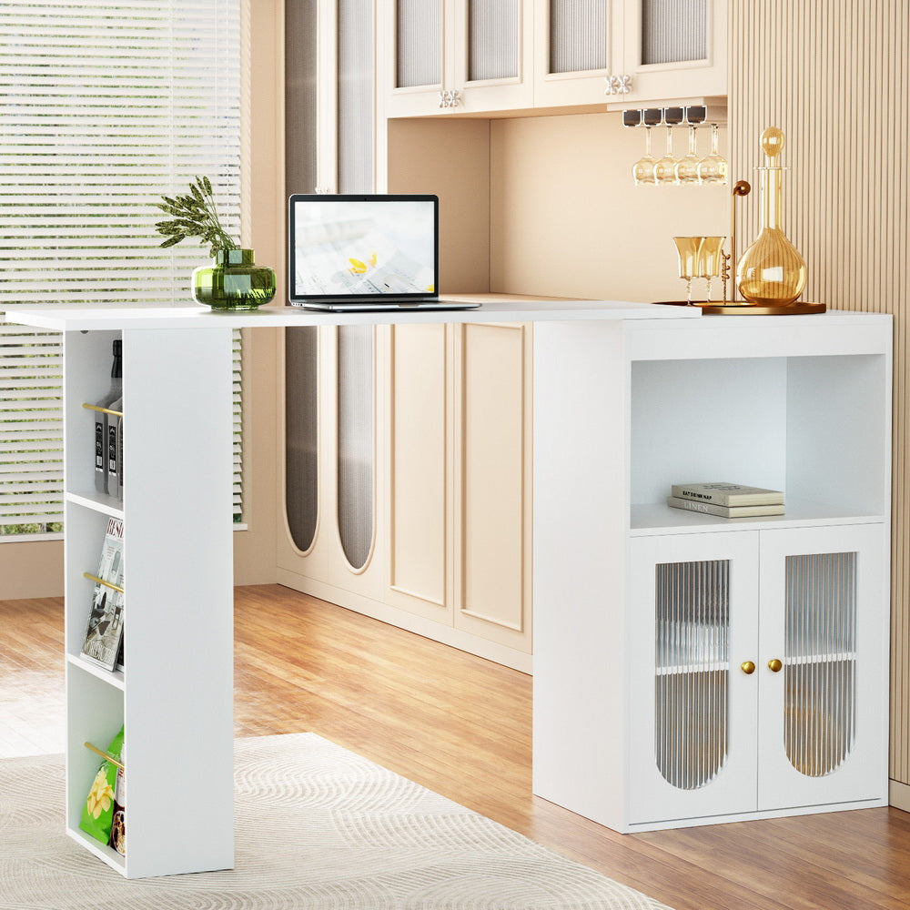 Artiss Bar Table Storage Cabinet Dining Wine Rack Home Office Desk Extendable-Furniture > Living Room-PEROZ Accessories