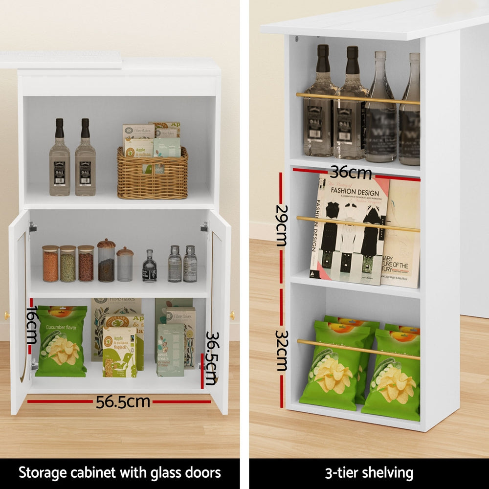 Artiss Bar Table Storage Cabinet Dining Wine Rack Home Office Desk Extendable-Furniture > Living Room-PEROZ Accessories
