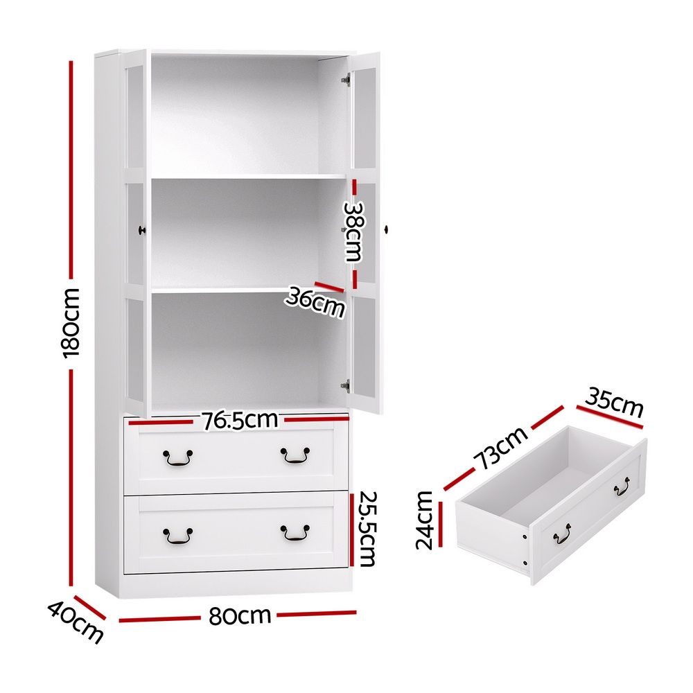 Artiss Buffet Sideboard 180cm Hutch Storage Cabinet Kitchen Drawer Door White-Furniture > Dining > Buffets & Sideboards-PEROZ Accessories