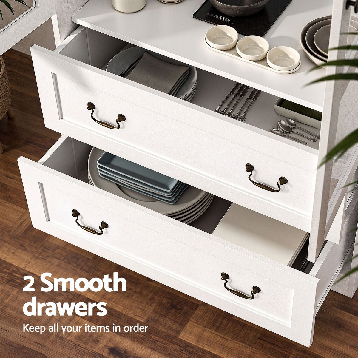 Artiss Buffet Sideboard 180cm Hutch Storage Cabinet Kitchen Drawer Door White-Furniture > Dining > Buffets & Sideboards-PEROZ Accessories