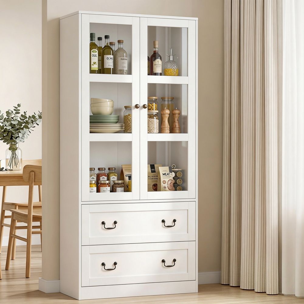 Artiss Buffet Sideboard 180cm Hutch Storage Cabinet Kitchen Drawer Door White-Furniture > Dining > Buffets & Sideboards-PEROZ Accessories