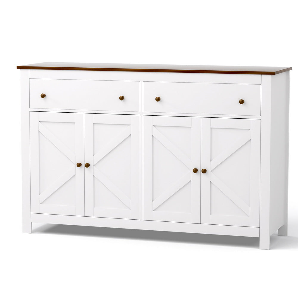 Artiss Buffet Sideboard Storage Cabinet Kitchen Cupboard 2 Drawers 140CM White-Furniture > Dining > Buffets & Sideboards-PEROZ Accessories
