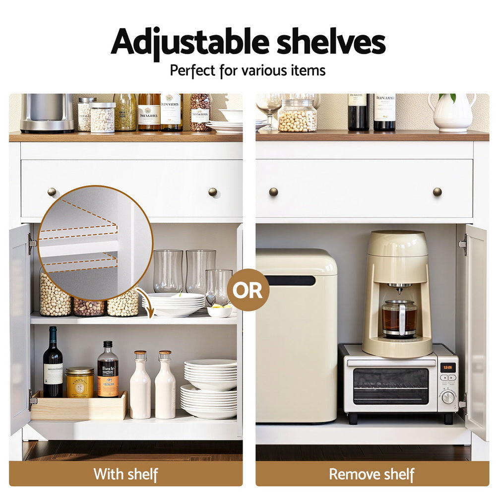 Artiss Buffet Sideboard Storage Cabinet Kitchen Cupboard 2 Drawers 140CM White-Furniture > Dining > Buffets & Sideboards-PEROZ Accessories