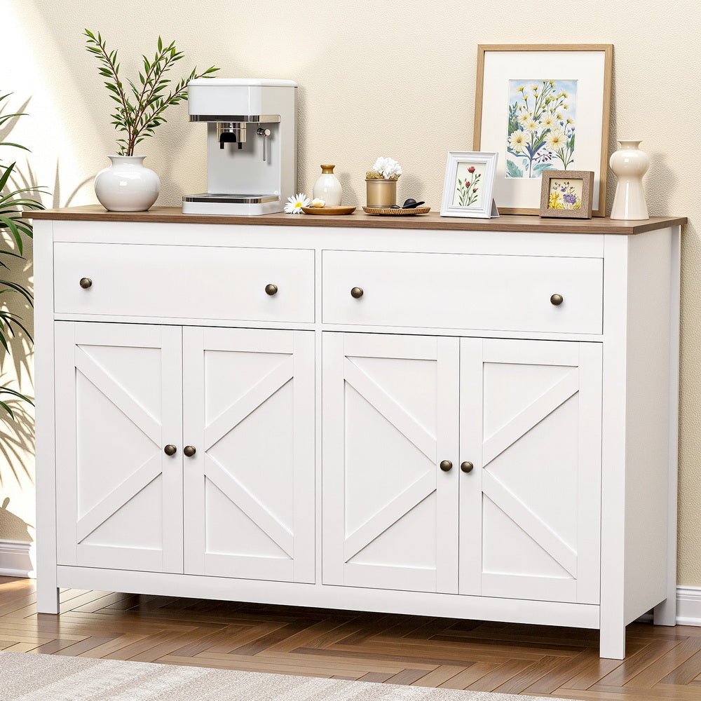 Artiss Buffet Sideboard Storage Cabinet Kitchen Cupboard 2 Drawers 140CM White-Furniture > Dining > Buffets & Sideboards-PEROZ Accessories