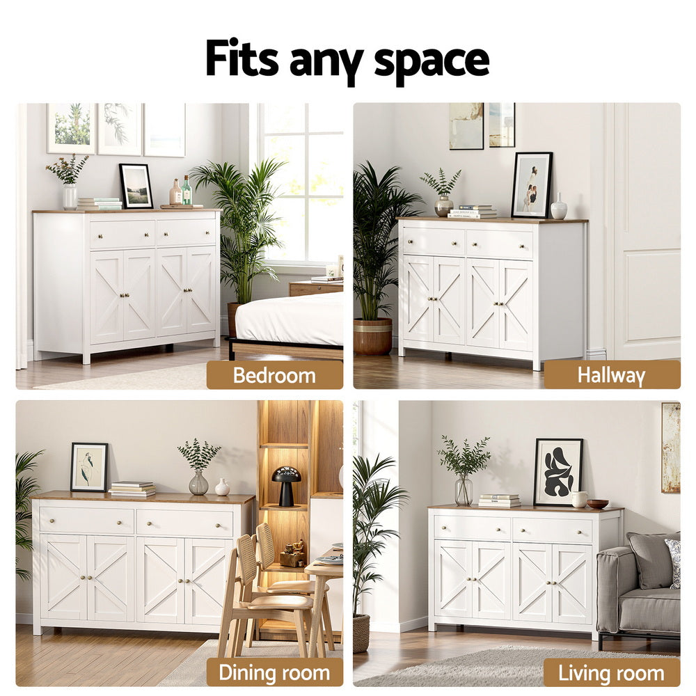 Artiss Buffet Sideboard Storage Cabinet Kitchen Cupboard 2 Drawers 140CM White-Furniture > Dining > Buffets & Sideboards-PEROZ Accessories