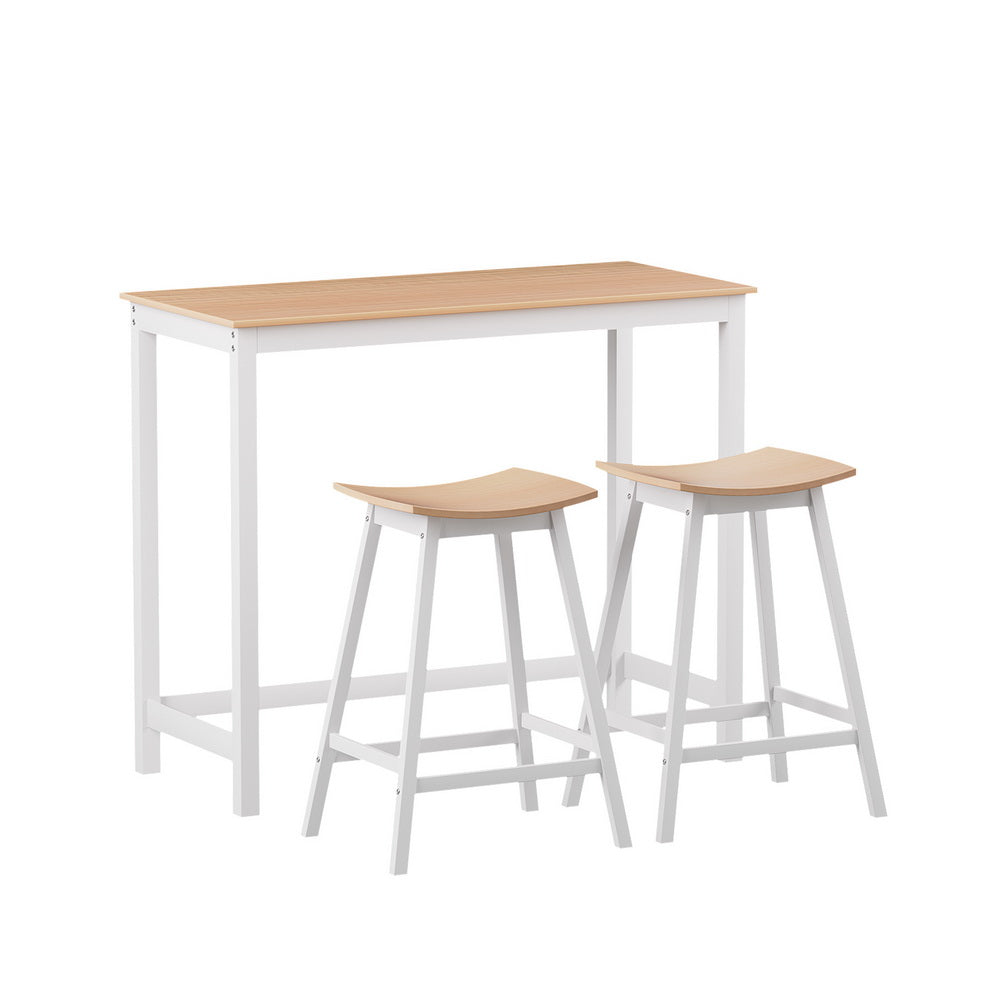 Artiss Bar Table and Stools Set Dining Desk Solid Wood Kitchen Chairs Cafe Pub-Furniture > Dining-PEROZ Accessories
