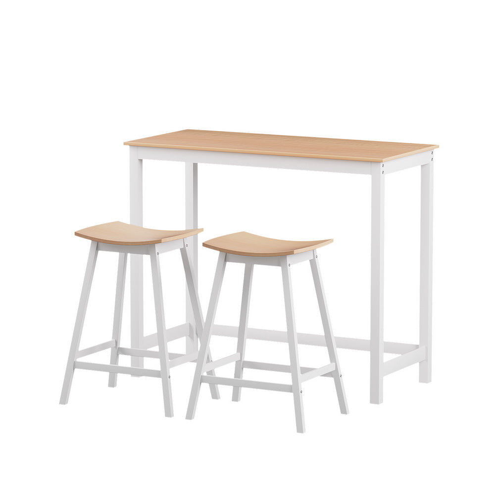 Artiss Bar Table and Stools Set Dining Desk Solid Wood Kitchen Chairs Cafe Pub-Furniture > Dining-PEROZ Accessories