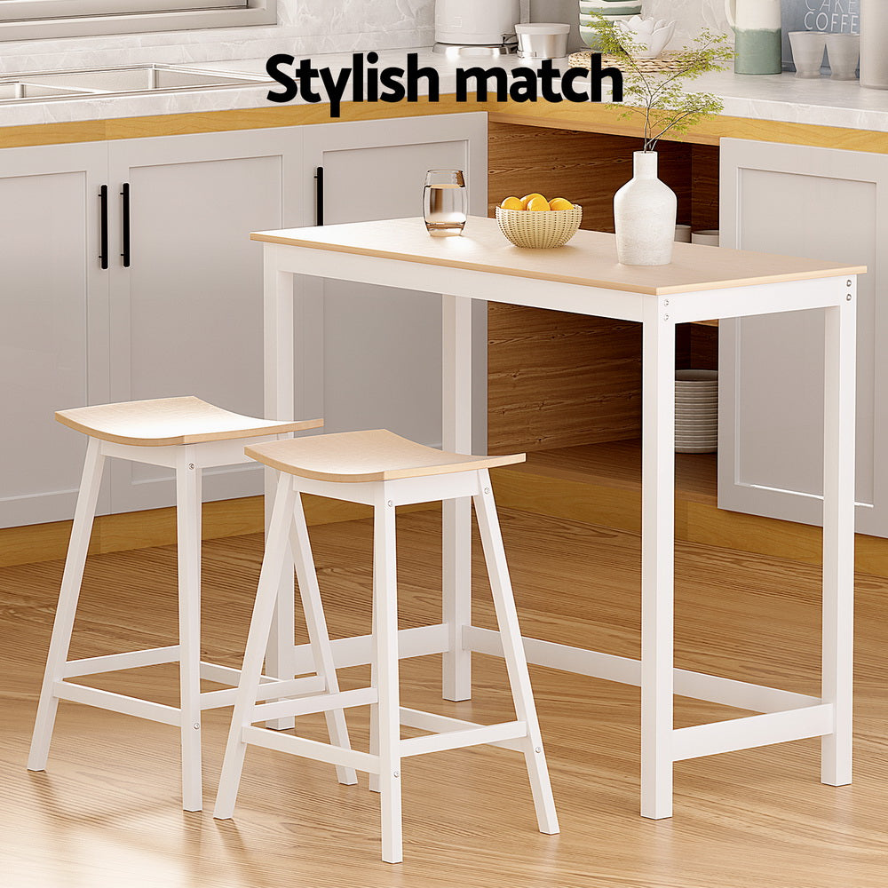 Artiss Bar Table and Stools Set Dining Desk Solid Wood Kitchen Chairs Cafe Pub-Furniture > Dining-PEROZ Accessories