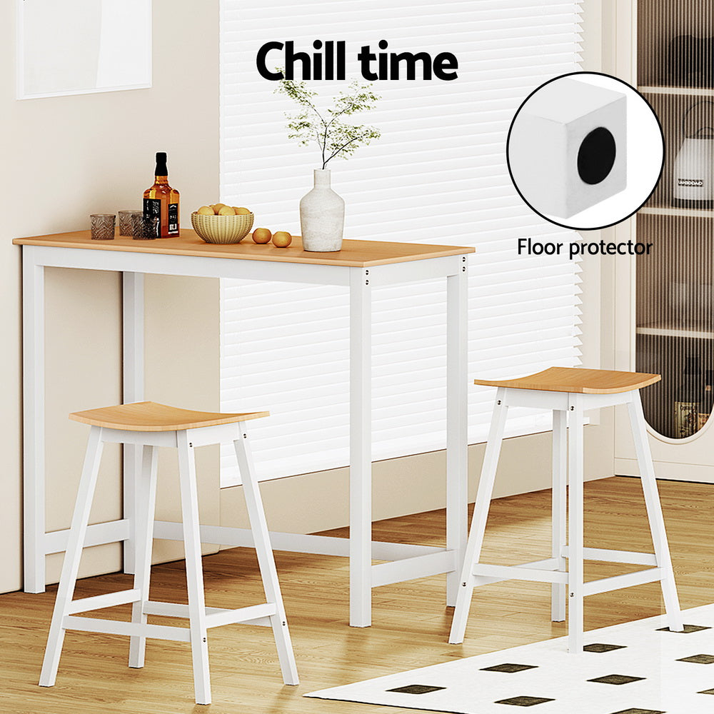 Artiss Bar Table and Stools Set Dining Desk Solid Wood Kitchen Chairs Cafe Pub-Furniture > Dining-PEROZ Accessories