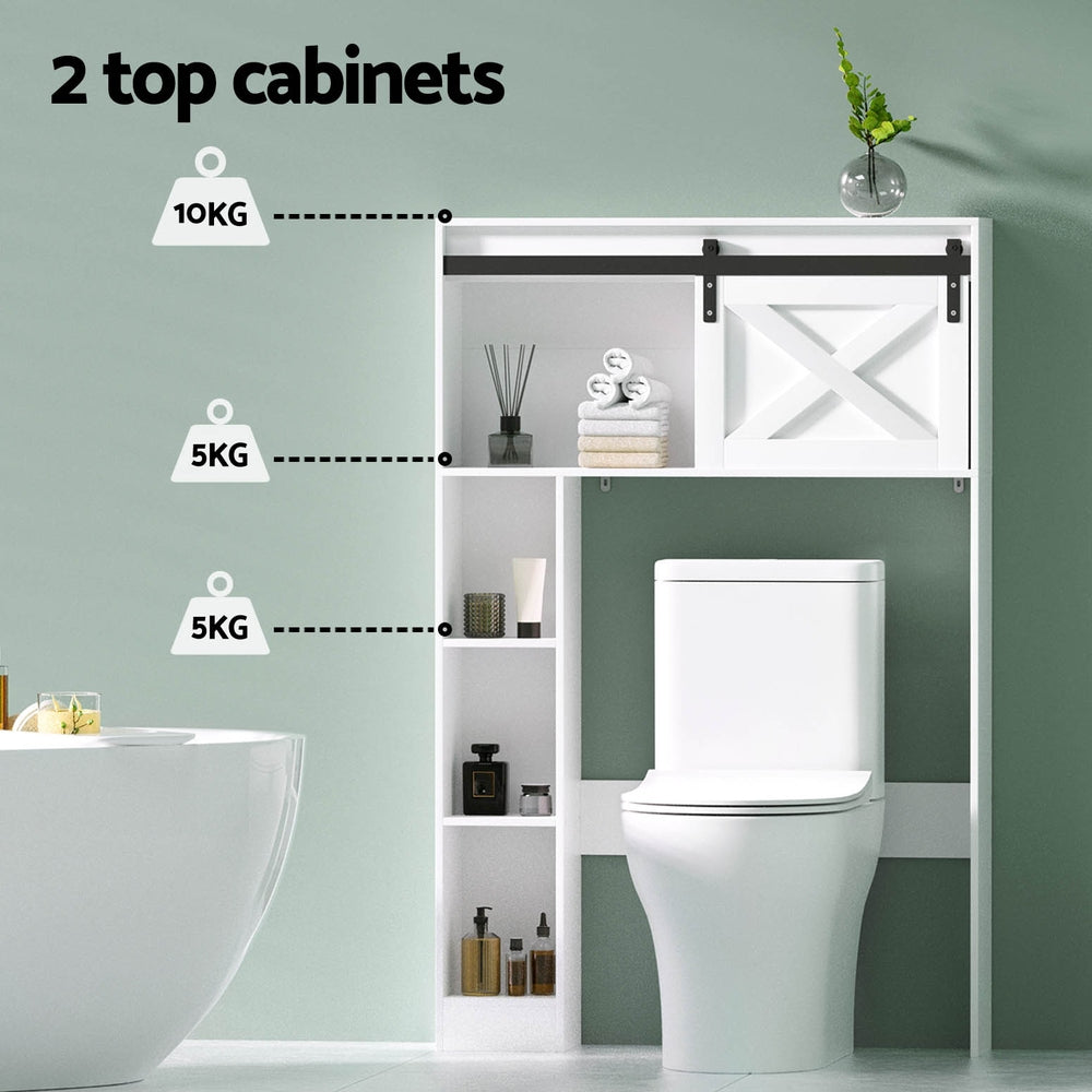 Artiss Bathroom Cabinet Over the Toilet Storage Organiser Laundry Shelf 128cm-Furniture > Bathroom-PEROZ Accessories