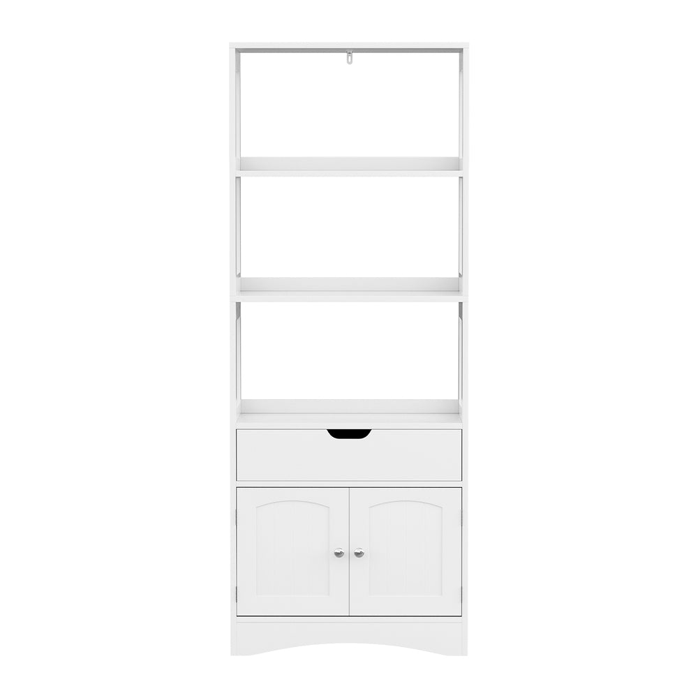Artiss Bathroom Floor Storage Cabinet with 2 Drawers 3 Open Shelves 2 Doors White-Furniture > Bathroom > Bathroom Cabinets, Cupboards & Storage-PEROZ Accessories