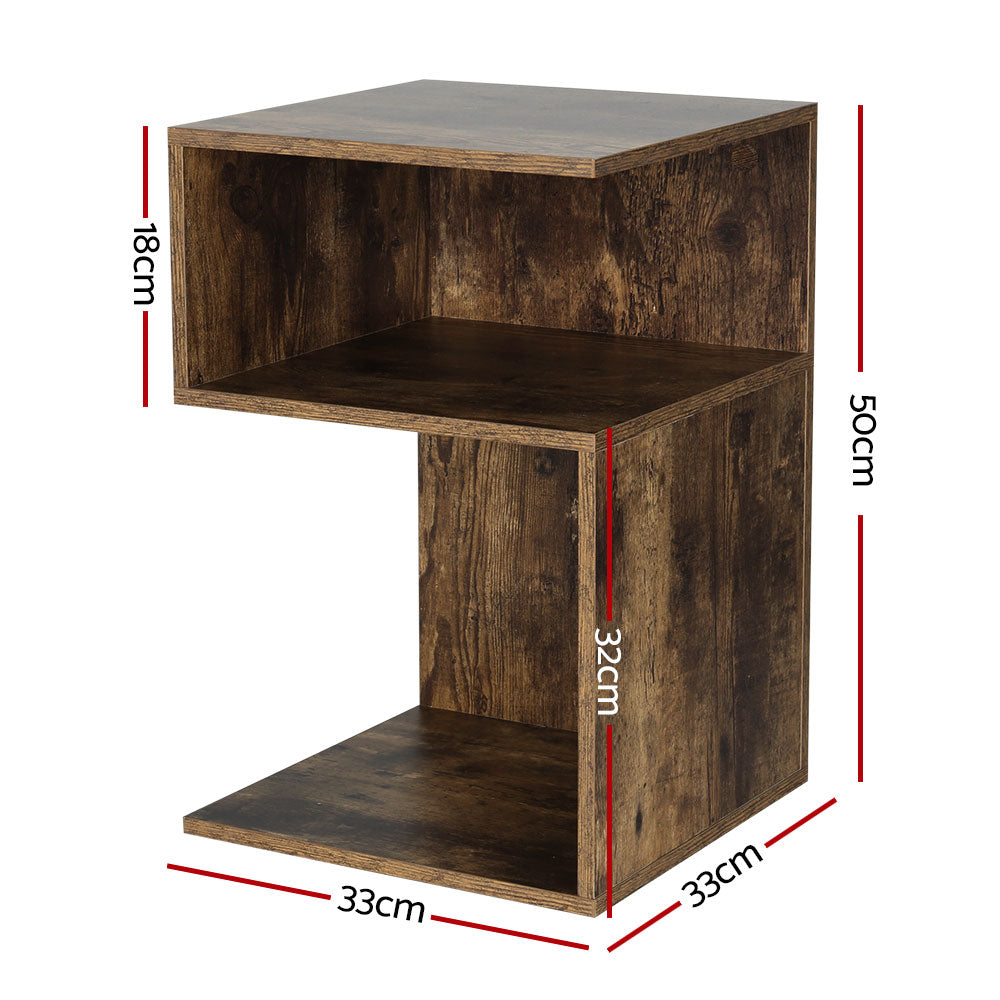 Artiss Bedside Table Shelves Side End Table Storage Nightstand Rust Oak UMENI-BedSide Tabless-PEROZ Accessories