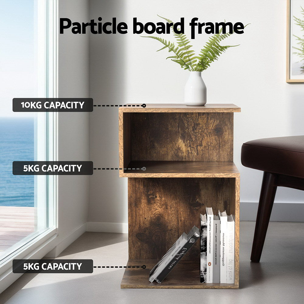 Artiss Bedside Table Shelves Side End Table Storage Nightstand Rust Oak UMENI-BedSide Tabless-PEROZ Accessories