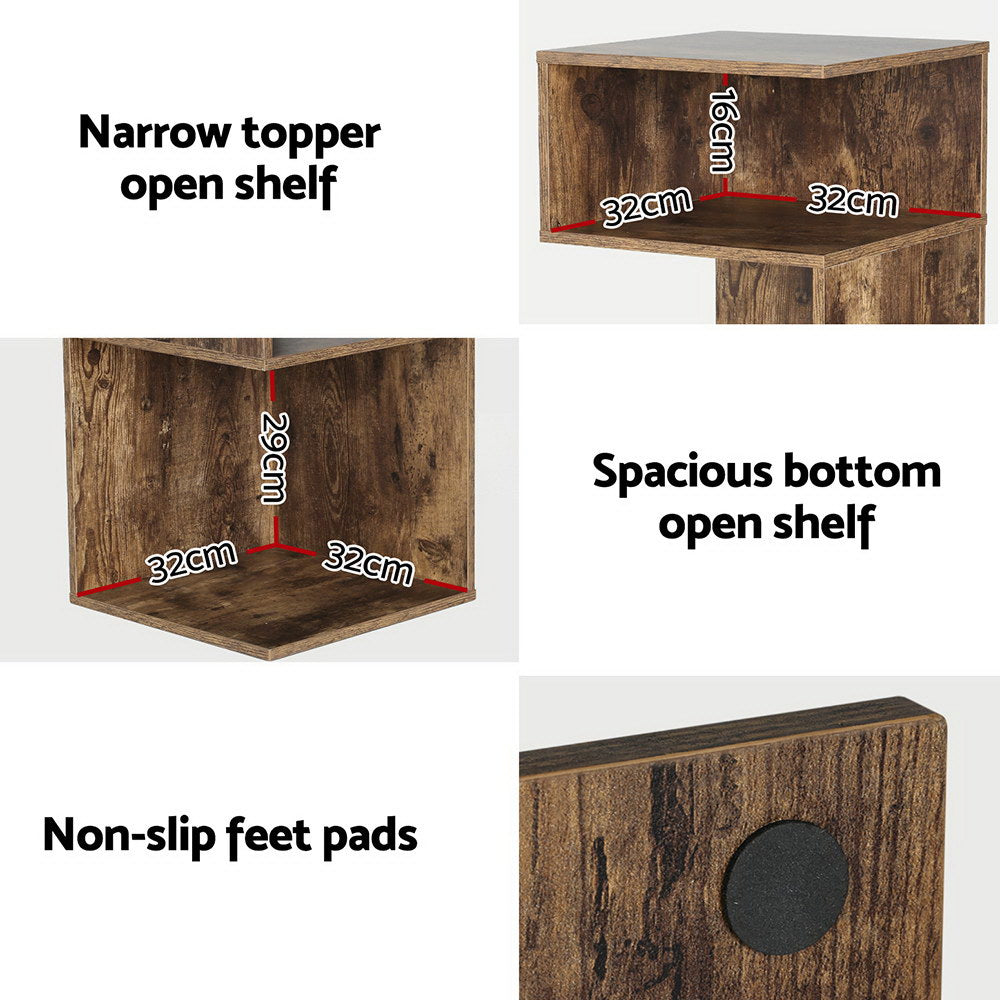 Artiss Bedside Table Shelves Side End Table Storage Nightstand Rust Oak UMENI-BedSide Tabless-PEROZ Accessories