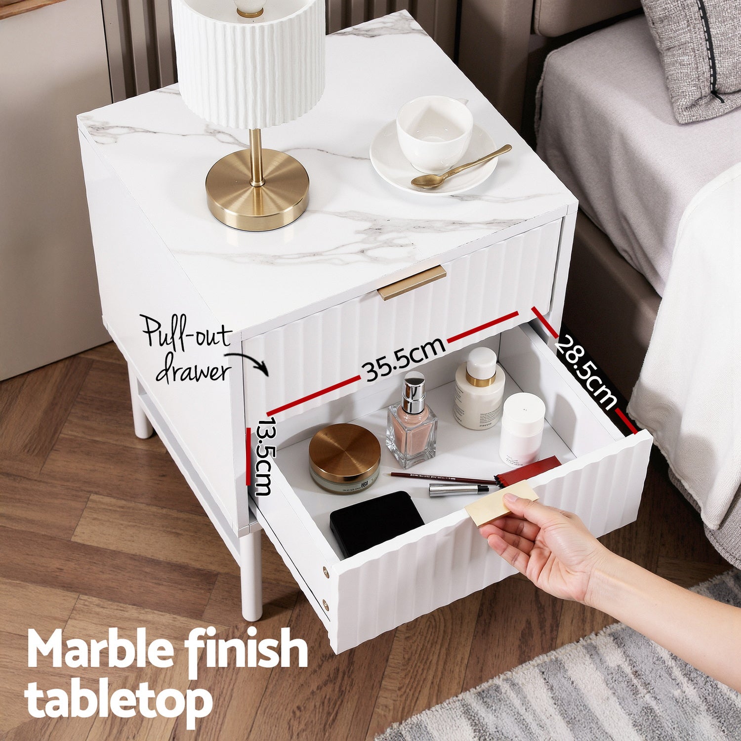 Artiss Bedside Table 2 Drawers - White-Furniture > Bedroom > Bedside Tables-PEROZ Accessories