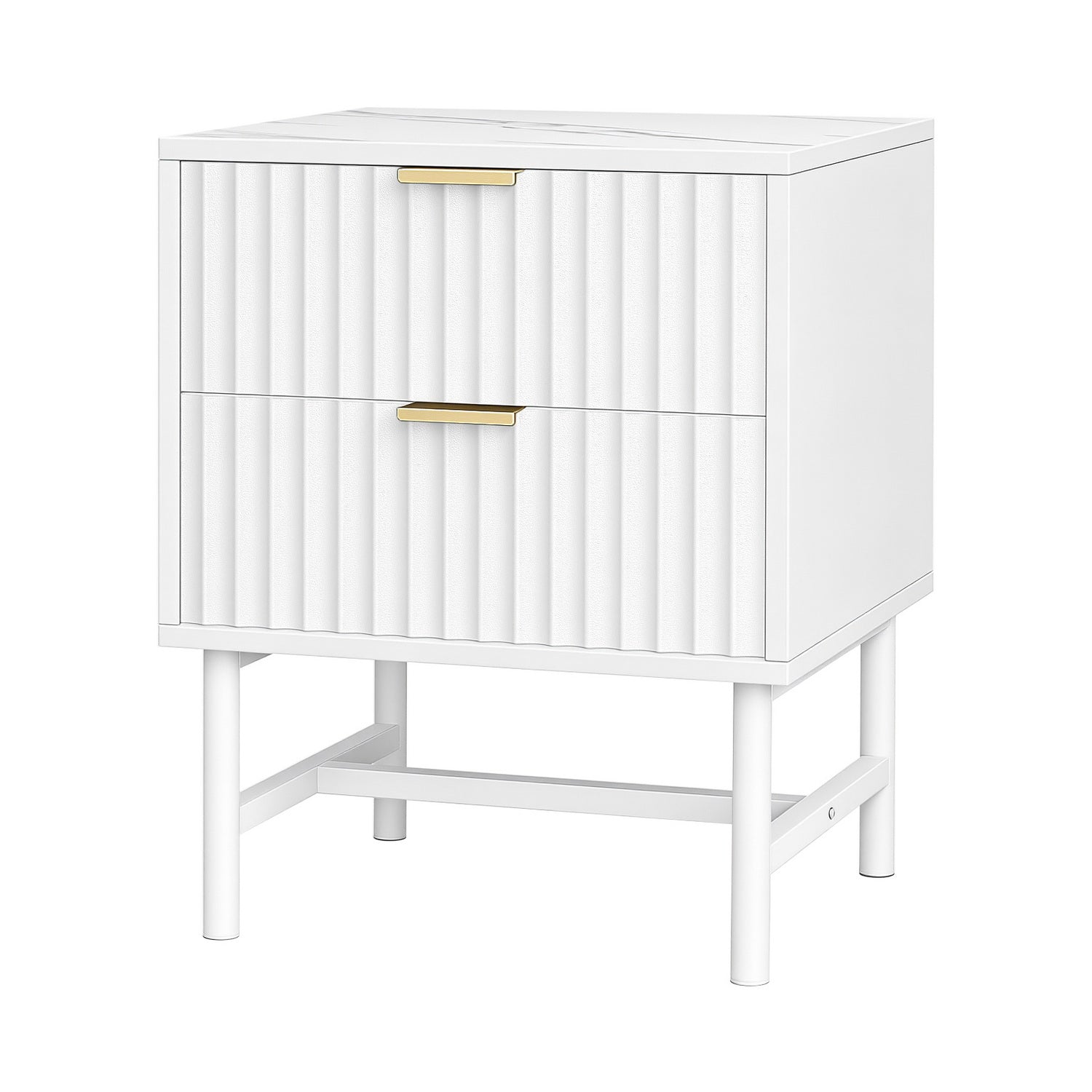 Artiss Bedside Table 2 Drawers - White-Furniture > Bedroom > Bedside Tables-PEROZ Accessories