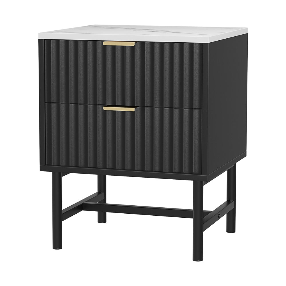Artiss Bedside Table 2 Drawers - Black-Furniture > Bedroom-PEROZ Accessories