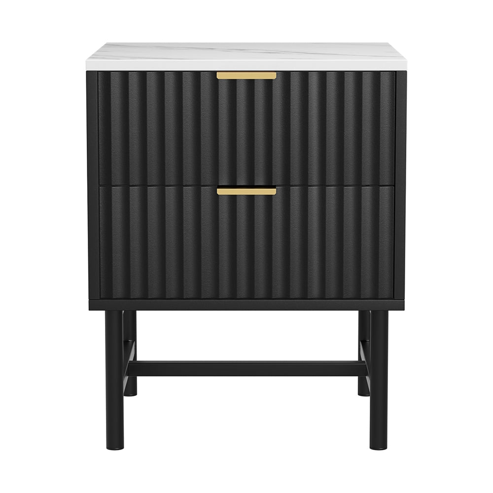 Artiss Bedside Table 2 Drawers - Black-Furniture > Bedroom-PEROZ Accessories