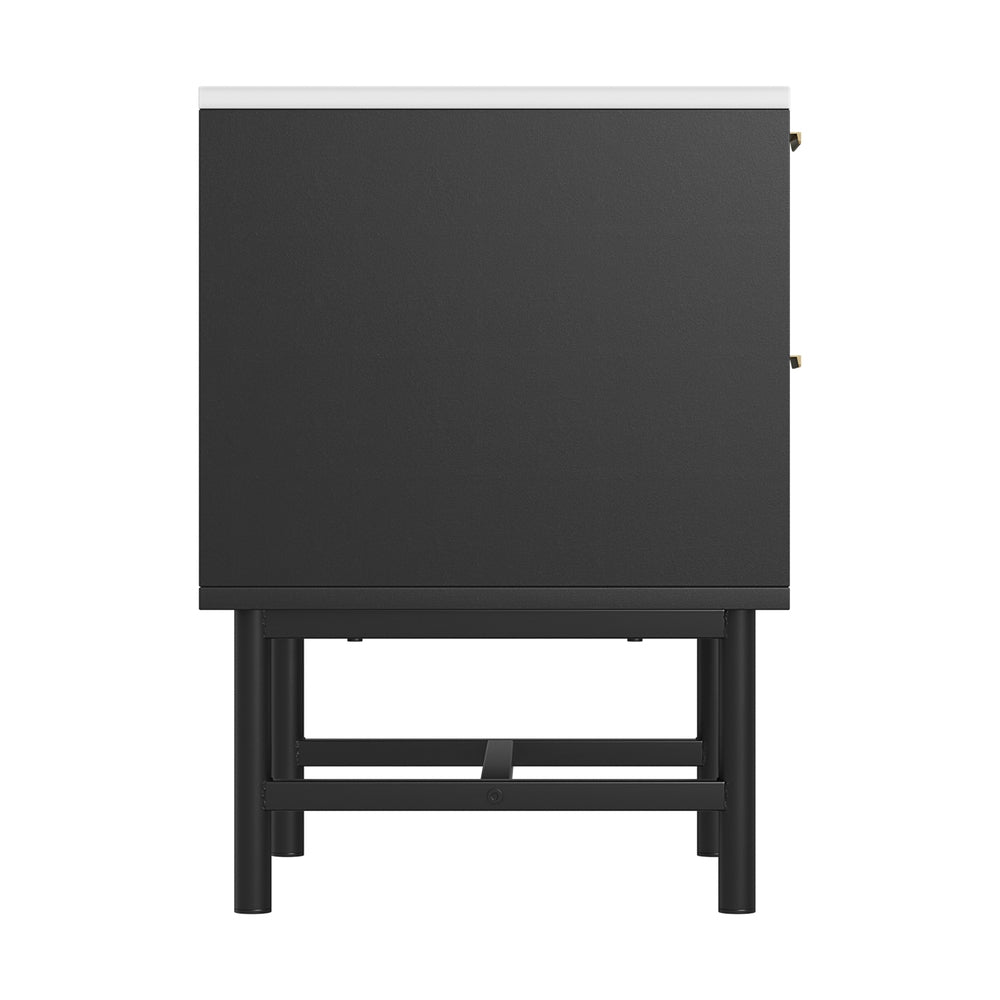Artiss Bedside Table 2 Drawers - Black-Furniture > Bedroom-PEROZ Accessories