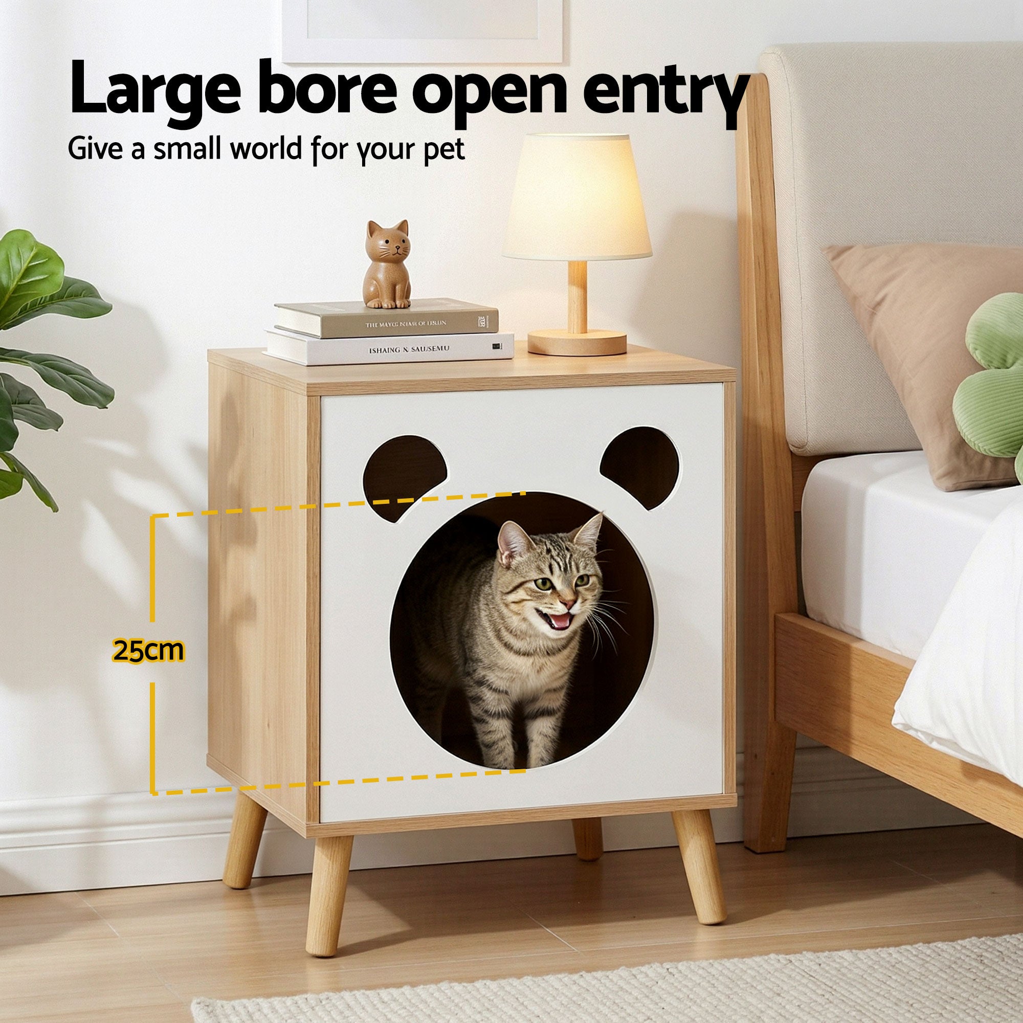 Artiss Cat Nest Bedside Table Solid Wood-Furniture > Bedroom > Bedside Tables-PEROZ Accessories