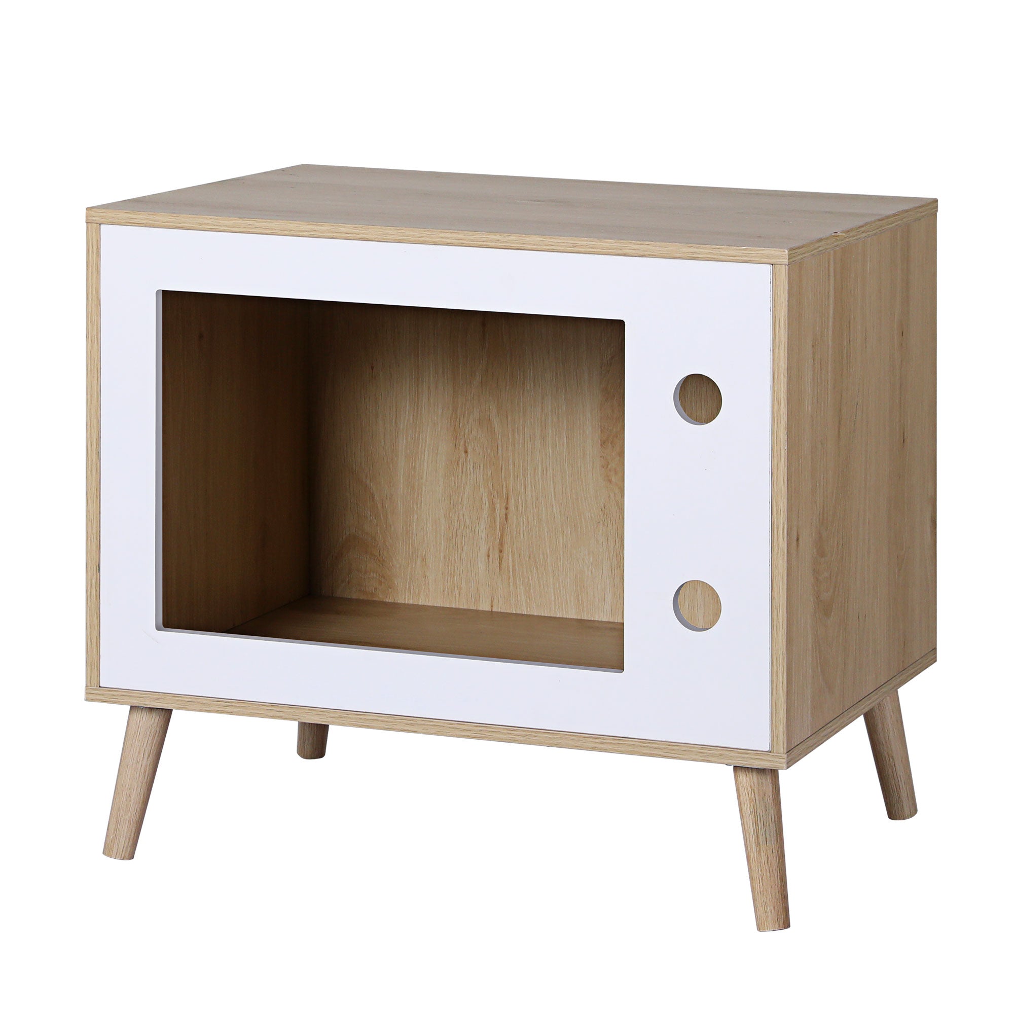 Artiss Cat Nest Bedside Table Solid Wood 60cm-Furniture > Bedroom > Bedside Tables-PEROZ Accessories