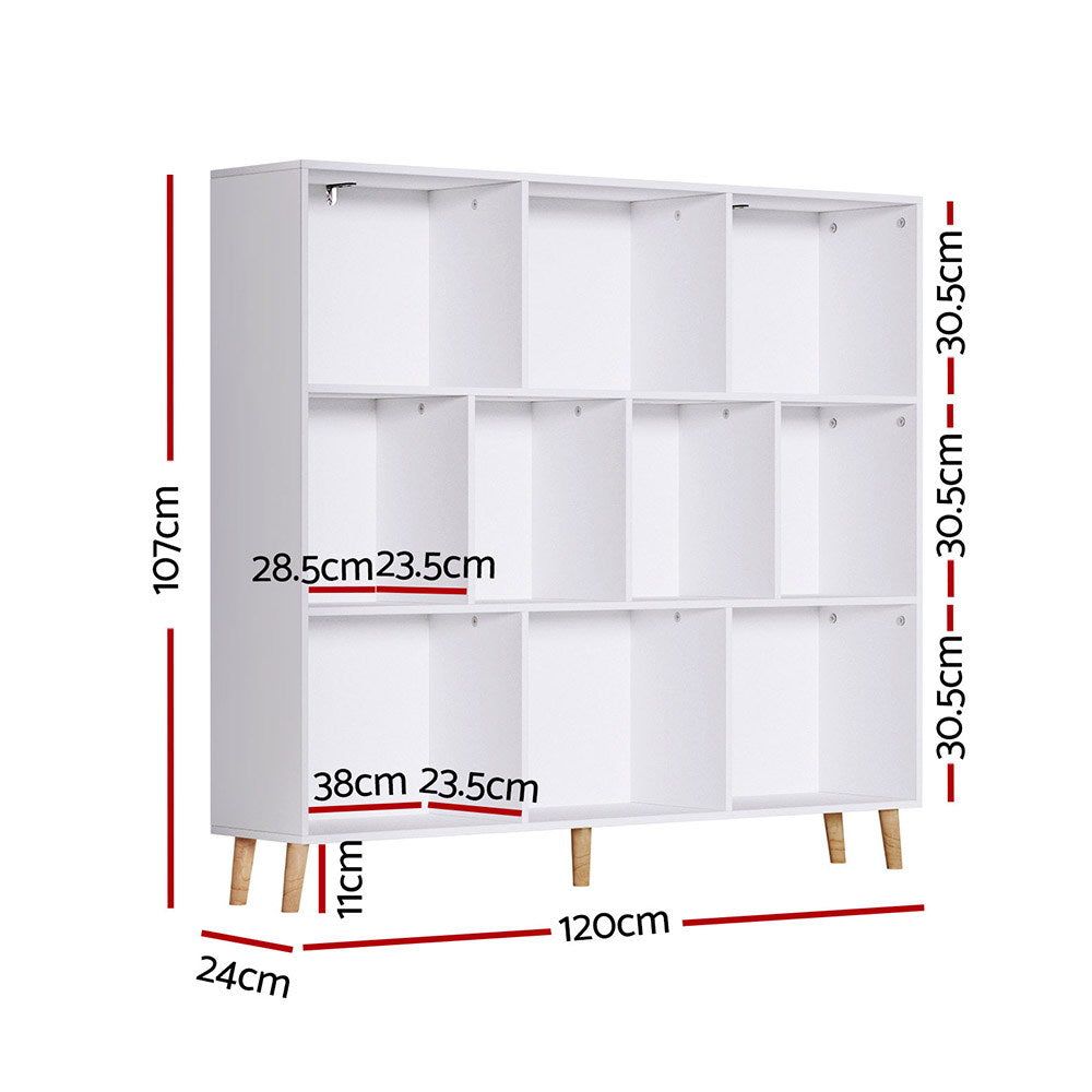 Artiss Bookshelf 3 Tiers 10 Cubes - CORA White-Furniture > Living Room-PEROZ Accessories