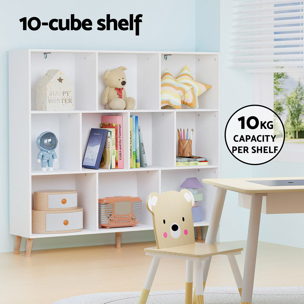Artiss Bookshelf 3 Tiers 10 Cubes - CORA White-Furniture > Living Room-PEROZ Accessories