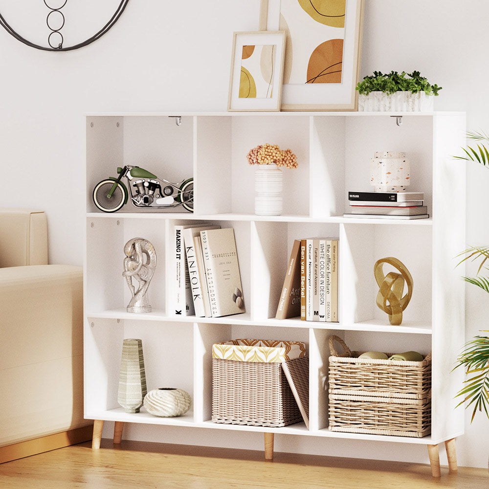 Artiss Bookshelf 3 Tiers 10 Cubes - CORA White-Furniture > Living Room-PEROZ Accessories