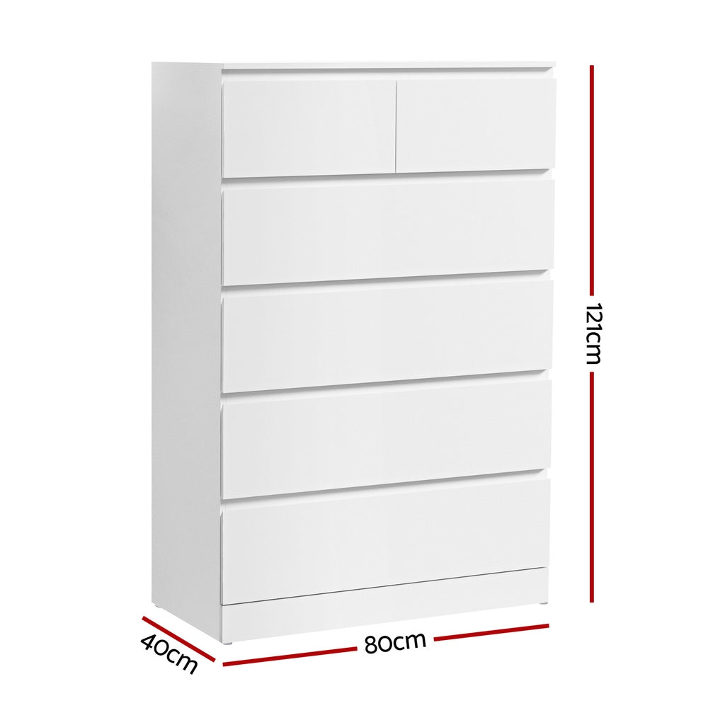 Artiss 6 Chest of Drawers - PEPE White-Furniture > Bedroom-PEROZ Accessories