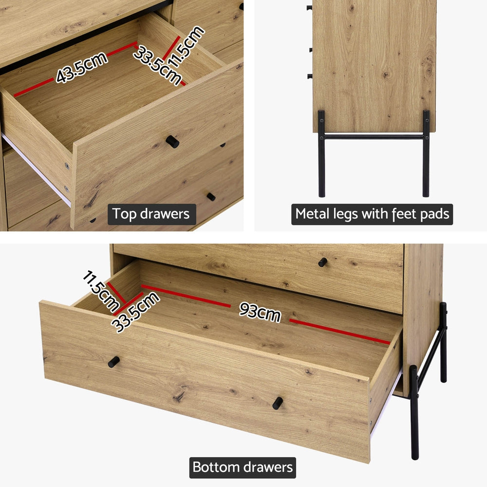 Artiss 5 Chest of Drawers - ARNO Pine-Furniture > Bedroom-PEROZ Accessories