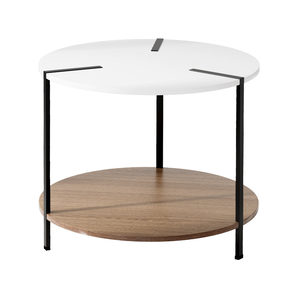 Artiss Coffee Table Side Table Round White Cedric-Furniture > Living Room-PEROZ Accessories