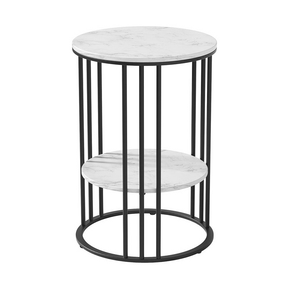 Artiss Coffee Table 2-Tier Round Marble Effect-Furniture > Living Room-PEROZ Accessories