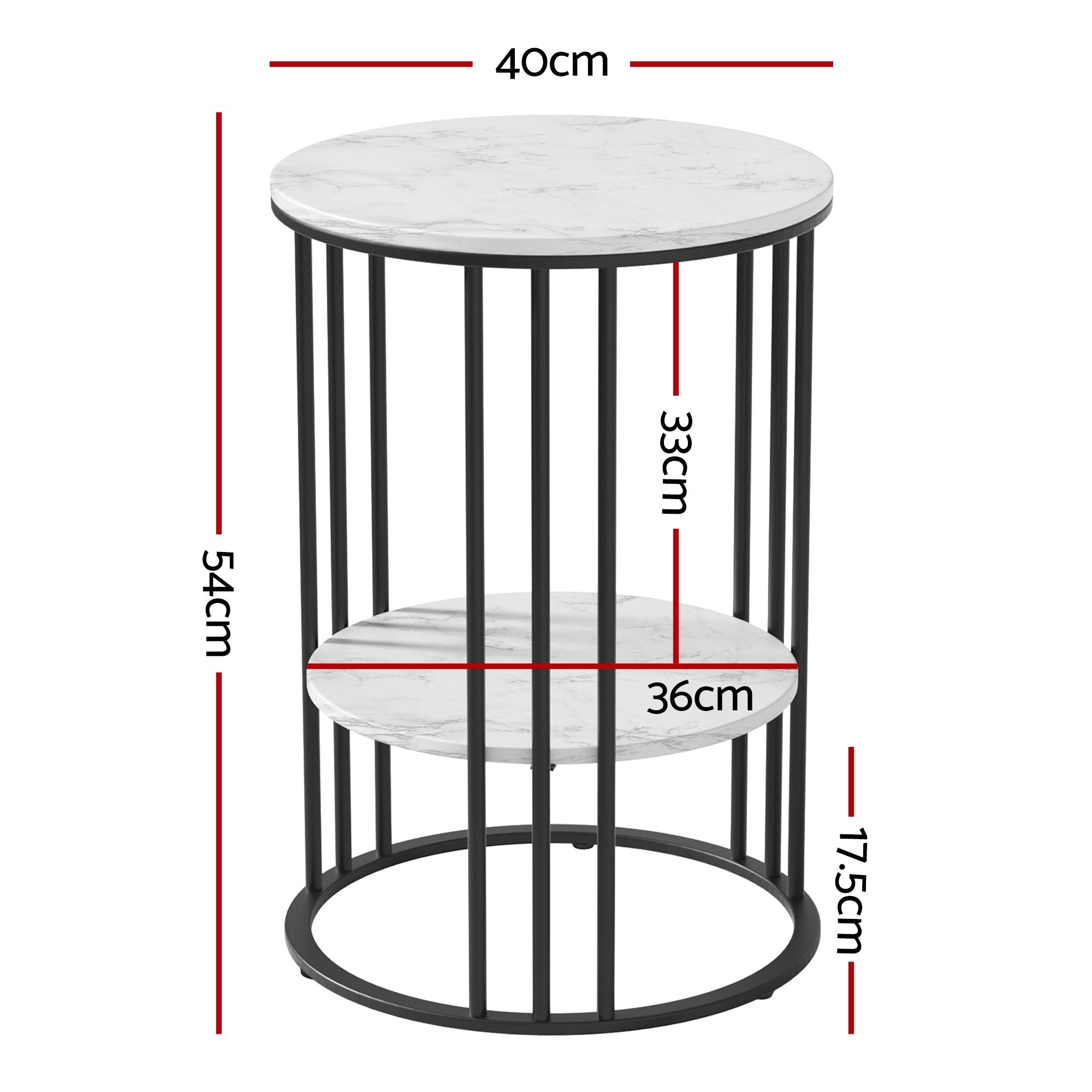 Artiss Set of 2 Side Table Coffee Table 2-Tier Round Marble Effect-Furniture > Living Room > Coffee Tables-PEROZ Accessories