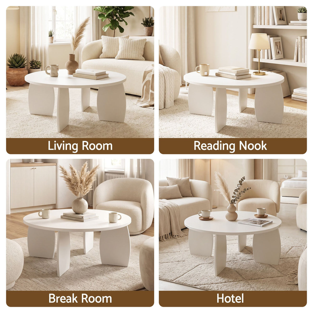 Artiss Round Coffee Table High-Gloss Center Table Minimalist Living Room Furniture 78x35cm Cream White-Furniture > Living Room > Coffee Tables-PEROZ Accessories