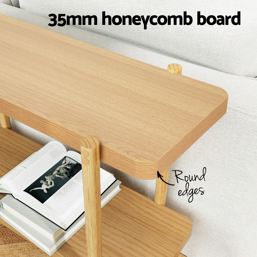 Artiss Console Table 92CM 2-tier Pine Sera-Furniture > Living Room-PEROZ Accessories