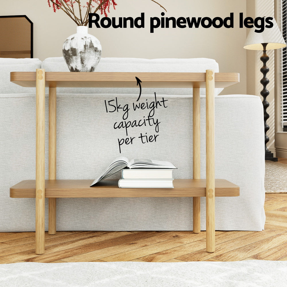 Artiss Console Table 92CM 2-tier Pine Sera-Furniture > Living Room-PEROZ Accessories