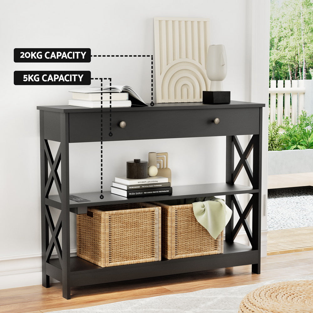 Artiss Console Table 3-tier USB Outlets-Furniture > Living Room > Side Tables-PEROZ Accessories