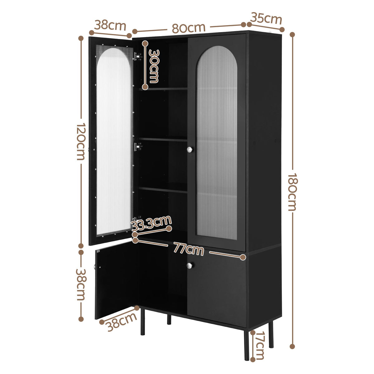 Artiss Buffet Sideboard Cupboard Cabinet Black-Furniture > Living Room-PEROZ Accessories