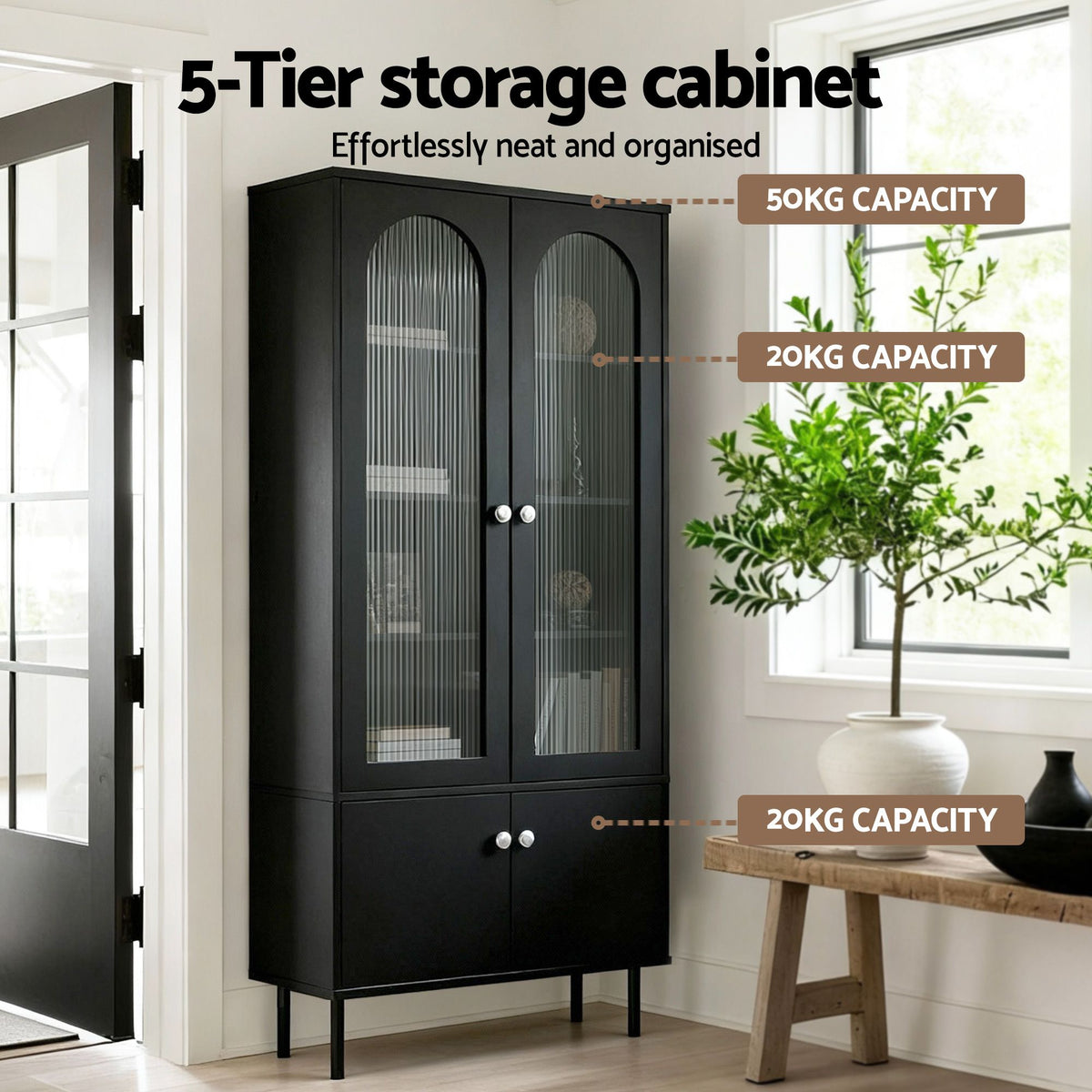 Artiss Buffet Sideboard Cupboard Cabinet Black-Furniture > Living Room-PEROZ Accessories