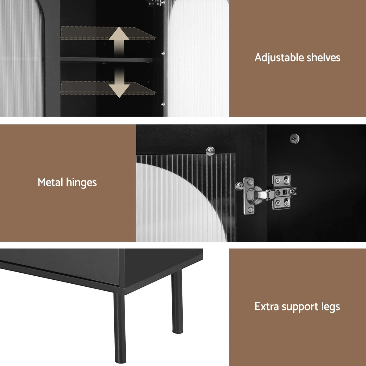 Artiss Buffet Sideboard Cupboard Cabinet Black-Furniture > Living Room-PEROZ Accessories