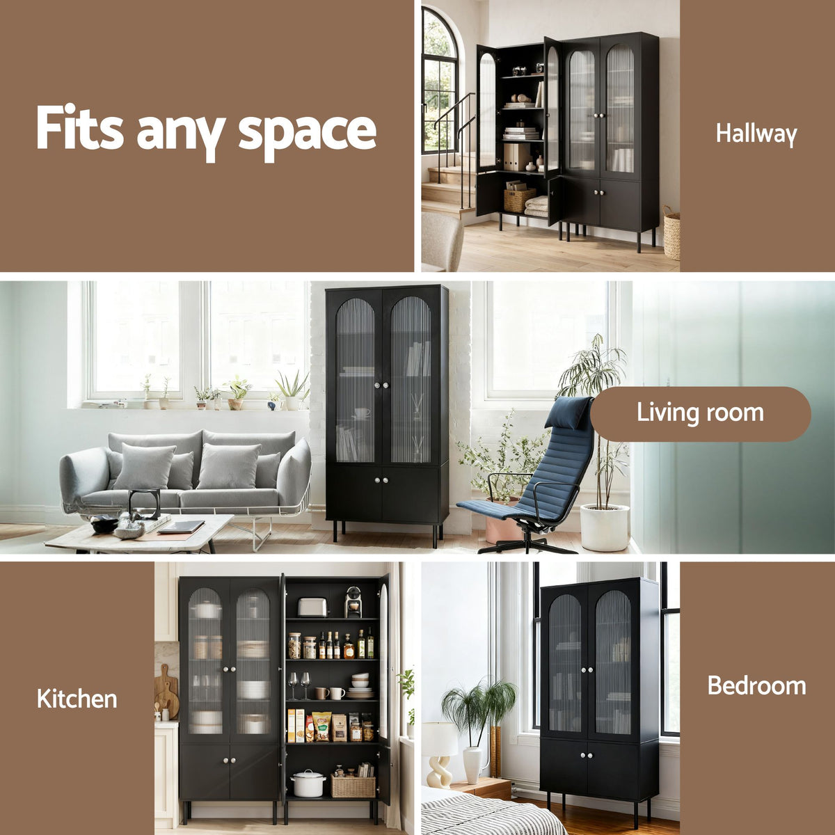 Artiss Buffet Sideboard Cupboard Cabinet Black-Furniture > Living Room-PEROZ Accessories
