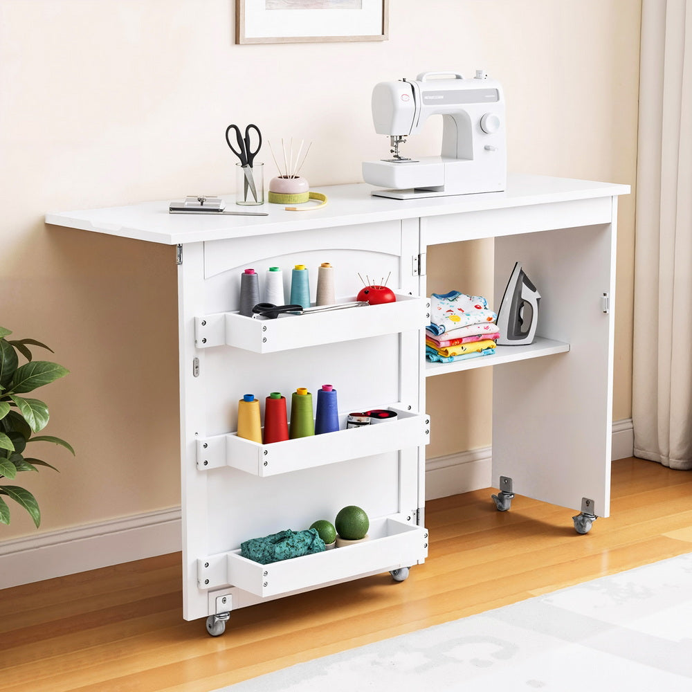 Artiss Folding Sewing Table Sewing Machine Desk Multi-functional Rolling Work Table Craft Station-Home & Garden > Hobbies > Arts & Crafts-PEROZ Accessories