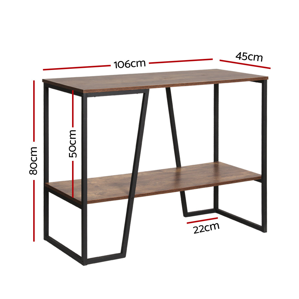 Artiss Console Table 106CM 2-tier Walnut Cora-Console Tables-PEROZ Accessories