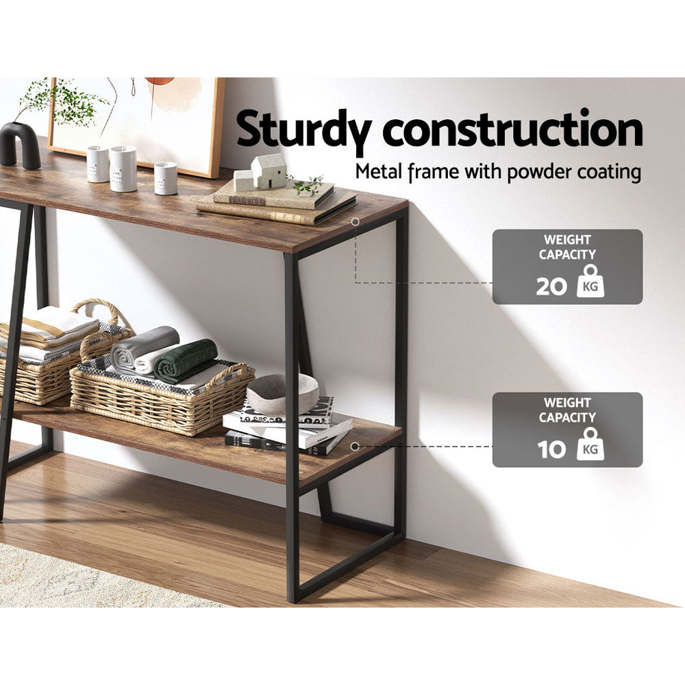 Artiss Console Table 106CM 2-tier Walnut Cora-Console Tables-PEROZ Accessories