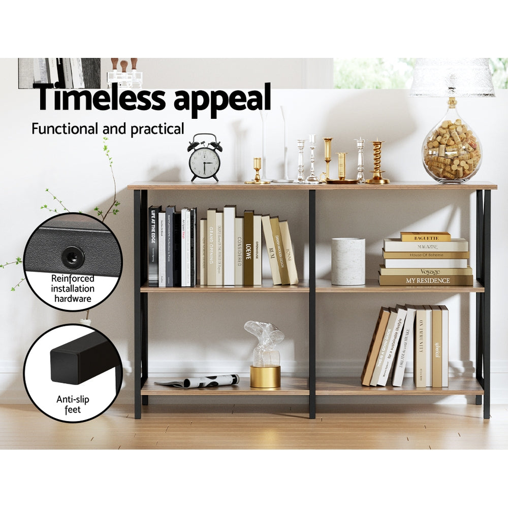 Artiss Console Table 120CM 3-tier Walnut Xiah-Console Tables-PEROZ Accessories