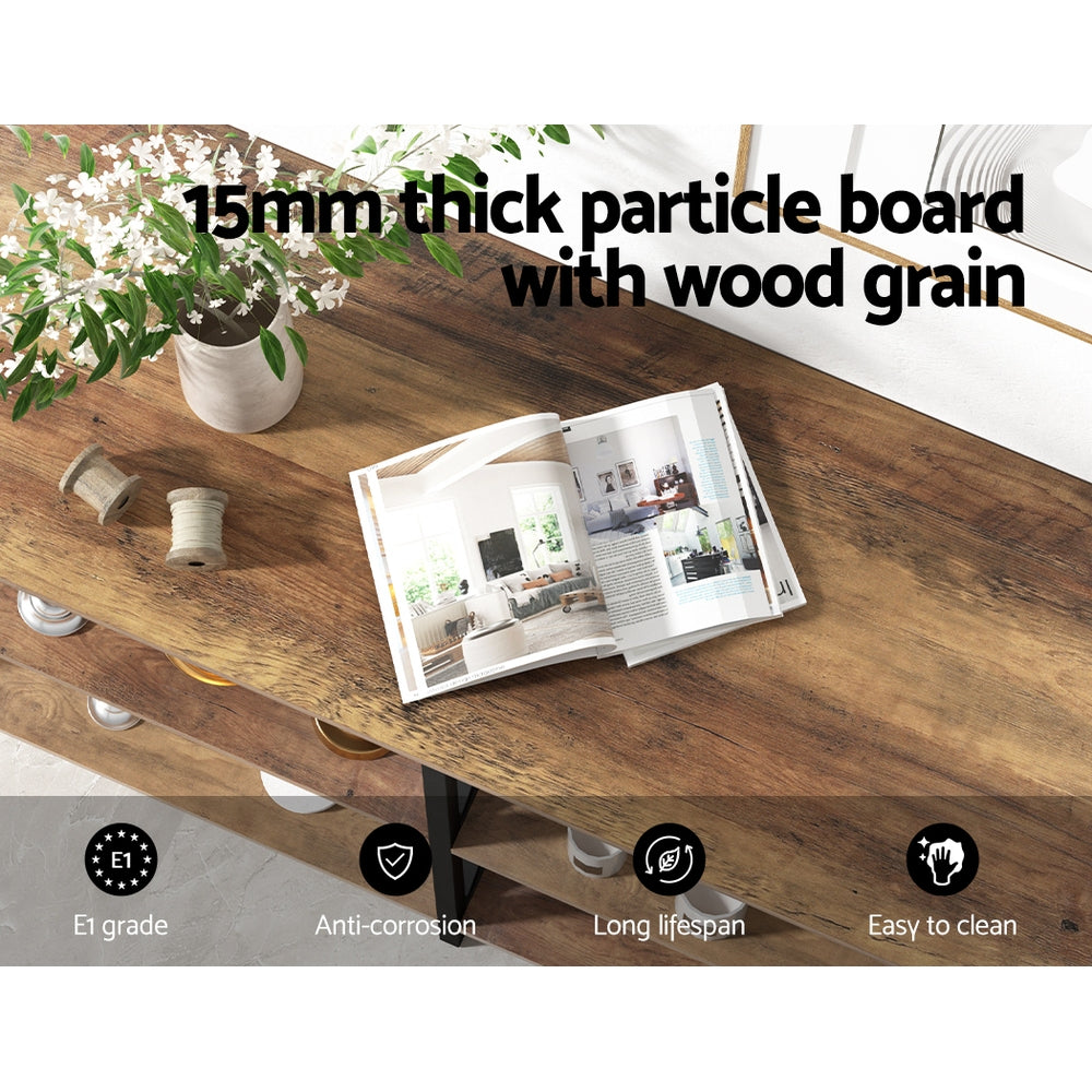 Artiss Console Table 120CM 3-tier Walnut Xiah-Console Tables-PEROZ Accessories