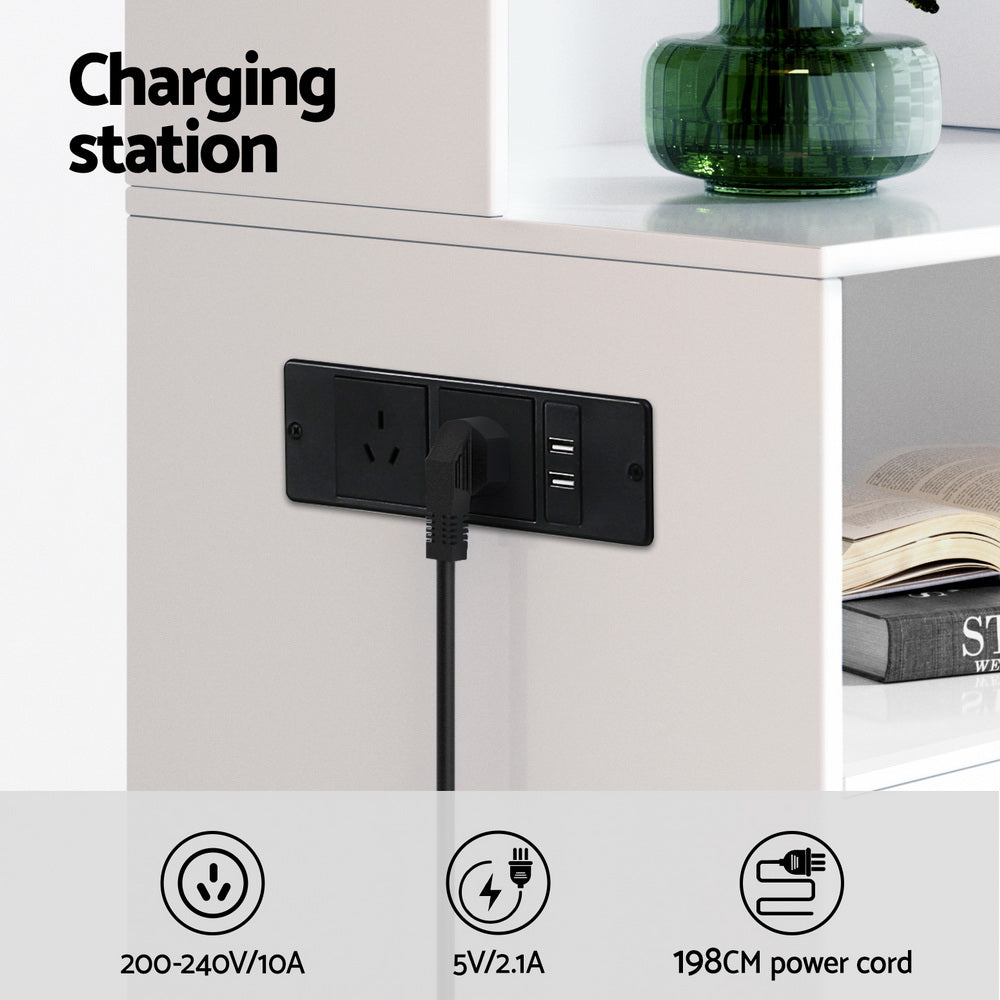 Artiss Bedside Table Nightstand Charging Station-BedSide Tabless-PEROZ Accessories
