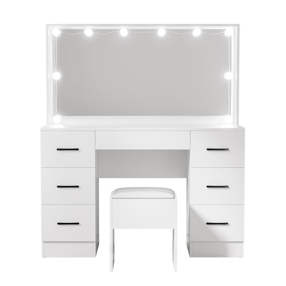 Artiss Dressing Table Set Stool 10 Led Bulbs White Debbie-Furniture > Bedroom > Dressing Vanity & Dressing Tables-PEROZ Accessories