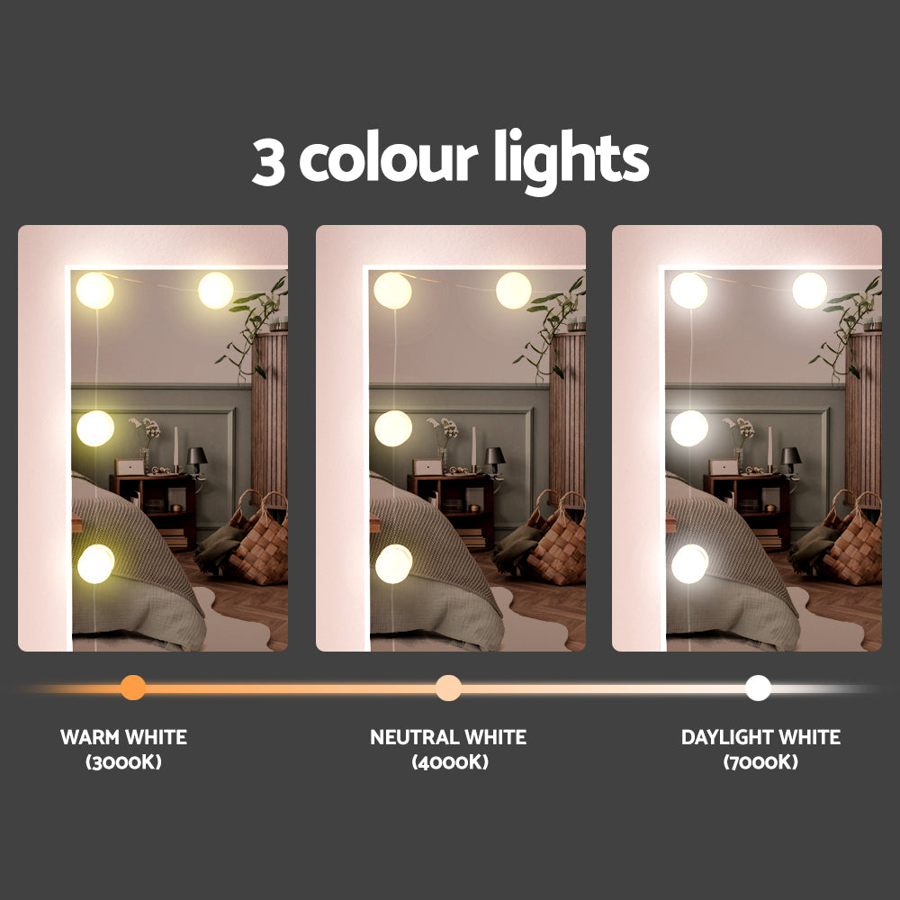 Artiss Dressing Table Set Stool 10 Led Bulbs White Debbie-Furniture > Bedroom > Dressing Vanity & Dressing Tables-PEROZ Accessories